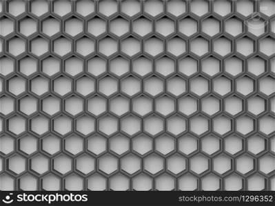 3d rendering. Dark honeycomb on gray background.