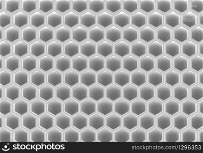 3d rendering. Dark honeycomb on gray background.