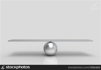3d rendering. Empty blank aluminium silver sphere balance scale on white background.