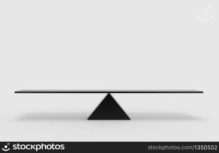 3d rendering. Empty blank black metal triangle balance scale with clipping path on gray background.