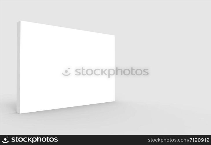 3d rendering. Empty blank white rectangle box whiteboard with clipping path on gray backgorund.
