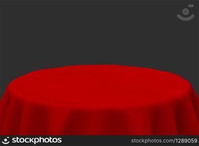 3d rendering. empty red tablecloth use in chinese wedding party on copy space gray background.