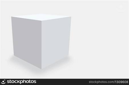3d rendering. empty white cube box on gray background.