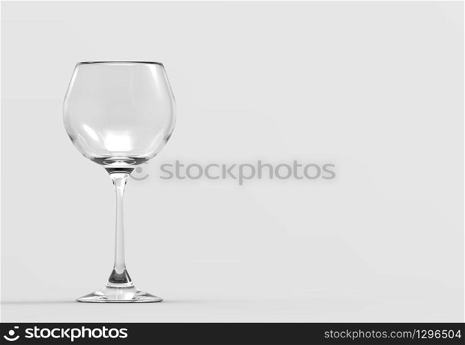 3d rendering. empty wine glass on gray background with copy space