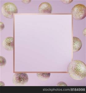 3D Rendering Festive Glitter Balls Background or Message Board for Snack, Beauty, Skincare or Toiletries Product Display.