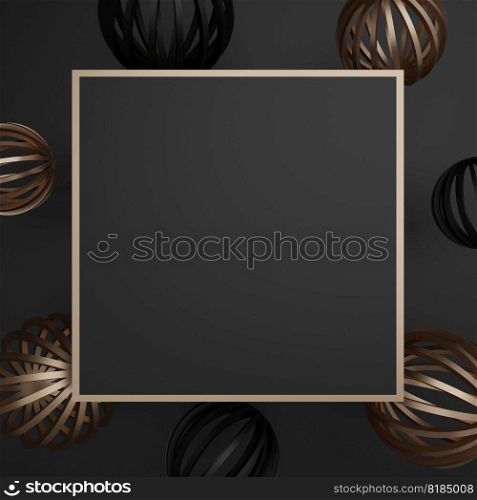 3D Rendering Festive Minimal Product Display Platform Background or Message Board for Beauty, Healthcare, Skincare, Food and Beverage Products. Black and Gold.