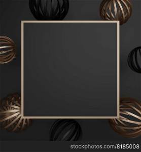 3D Rendering Festive Minimal Product Display Platform Background or Message Board for Beauty, Healthcare, Skincare, Food and Beverage Products. Black and Gold.