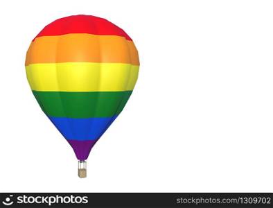 3d rendering. Floating lgbt rainbow color balloon isolated on white background.