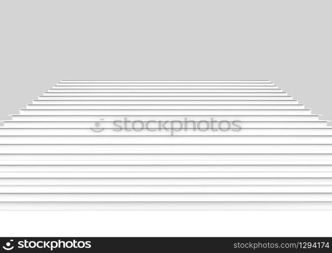 3d rendering. front view of white staircase up background.
