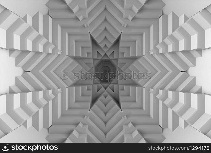 3d rendering. futuristic gray star tunnel gate wall background.