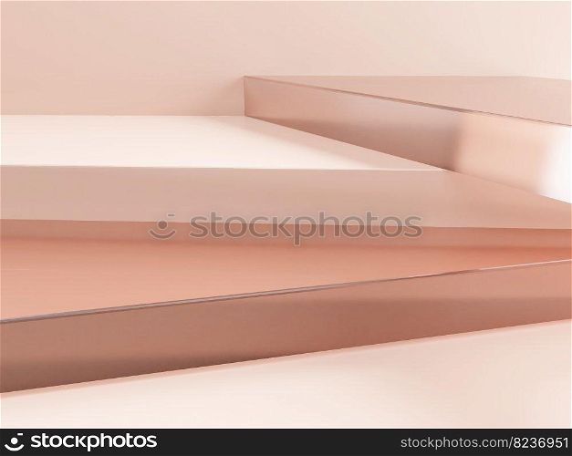 3D Rendering Geometric or Abstract Shape Acrylic Glass Plates Product Display Background for Beauty, Healthcare and Skincare Products. 