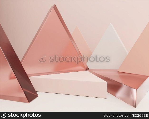 3D Rendering Geometric or Abstract Shape Acrylic Glass Rings Product Display Background for Summer Healthcare and Skincare Products.