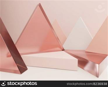3D Rendering Geometric or Abstract Shape Acrylic Glass Rings Product Display Background for Summer Healthcare and Skincare Products.