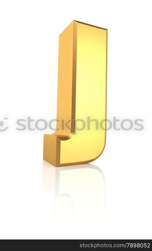 3d rendering golden letter J isolated on white background
