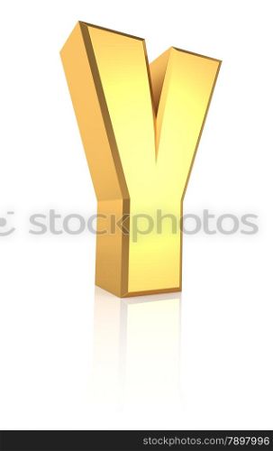 3d rendering golden letter Y isolated on white background