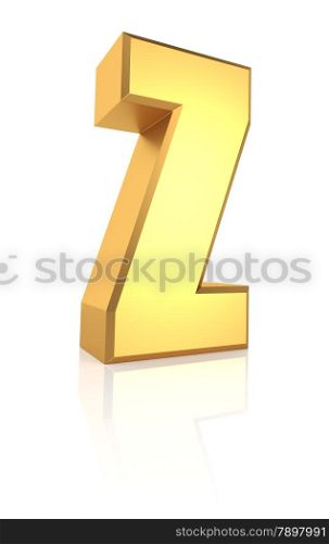 3d rendering golden letter Z isolated on white background
