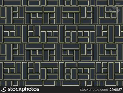 3d rendering. Golden rectangle and square pattern background.