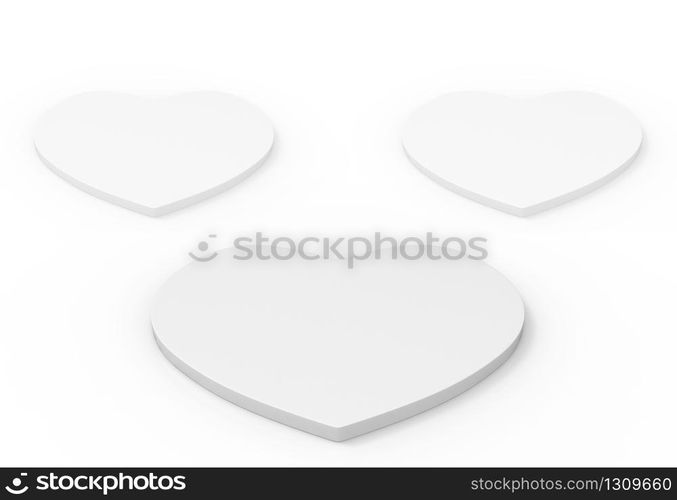 3d rendering. Gray heart shape stage plate on white background.