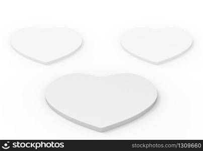 3d rendering. Gray heart shape stage plate on white background.