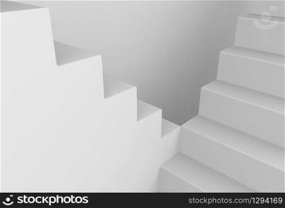 3d rendering. gray long and high stairs with copy space background.