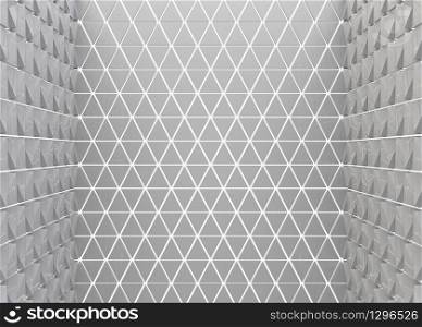 3d rendering. gray triangular tiles wall room background.