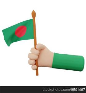 3d rendering hand with bangladesh national day concept
