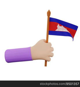 3d rendering hand with cambodia national day concept
