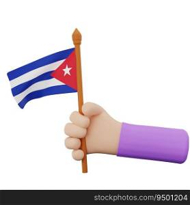 3d rendering hand with cuba national day concept