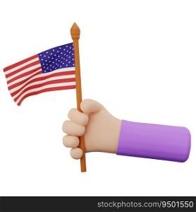 3d rendering hand with united states independence day concept