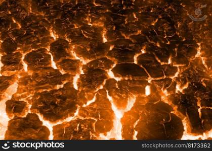 3D rendering heat red cracked ground texture after eruption volcano