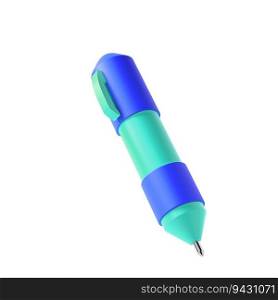 3d rendering icon office school pen stationery writing. Blue and turquoise colors. Symbol illustration editable isolated with clipping path.. 3d rendering icon office school pen stationery writing. Blue and turquoise colors. Symbol illustration editable isolated with clipping path