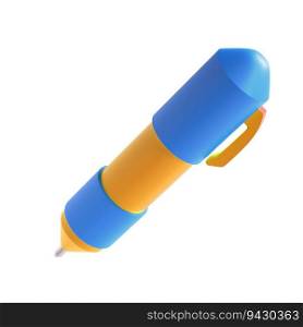 3d rendering icon office school pen stationery writing. Blue and yellow colors. Symbol illustration editable isolated with clipping path.. 3d rendering icon office school pen stationery writing. Blue and yellow colors. Symbol illustration editable isolated with clipping path