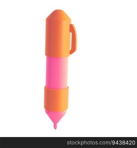 3d rendering icon office school pen stationery writing. Pink and orange colors. Symbol illustration editable isolated with clipping path.. 3d rendering icon office school pen stationery writing. Pink and orange colors. Symbol illustration editable isolated with clipping path