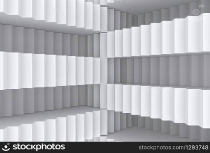 3d rendering. illusion of random gray stairs wall background.