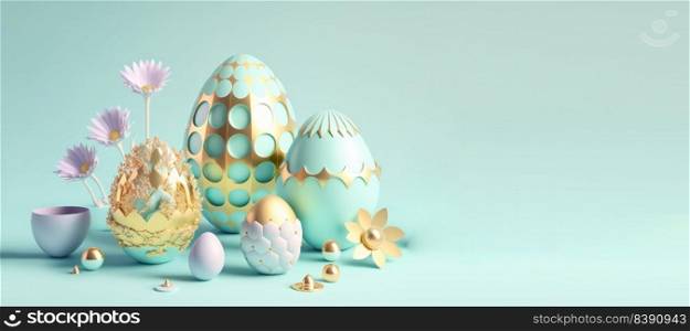 3D Rendering Illustration of Easter Banner Greeting