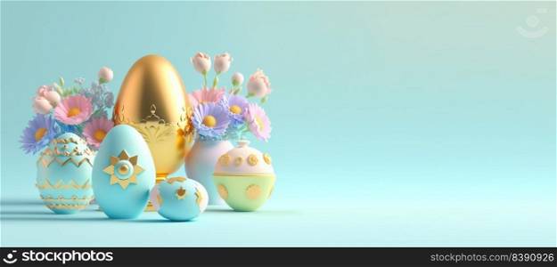 3D Rendering Illustration of Easter Celebration Banner Greeting