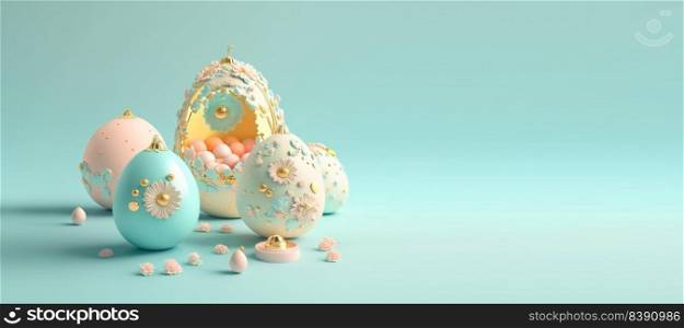 3D Rendering Illustration of Happy Easter Background