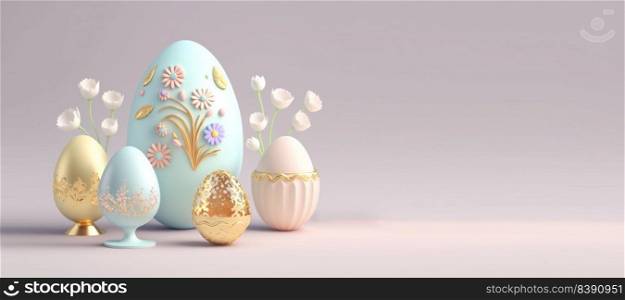 3D Rendering Illustration of Happy Easter Background Greeting