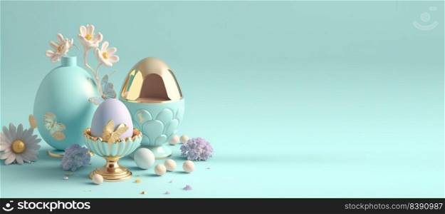 3D Rendering Illustration of Happy Easter Banner