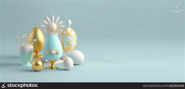 3D Rendering Illustration of Happy Easter Banner Greeting with Copy Space