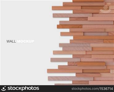 3d rendering image of a lot of woods alligned to wall. Wall background.