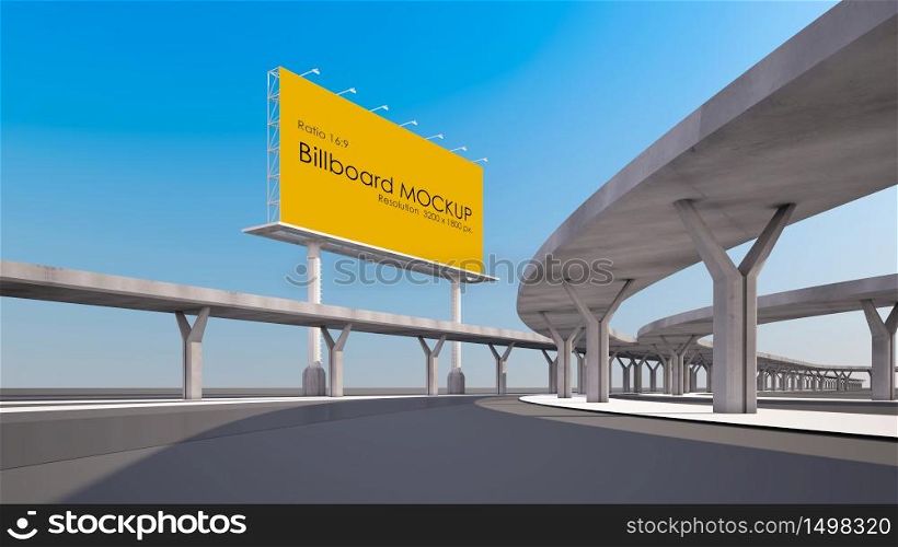 3d rendering image of billboard beside highway.