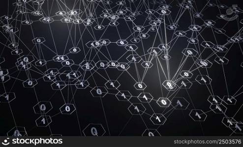 3D rendering. Infographics binary numbers tunnel. Technology Network Data Connection, Digital Data Network, Cyber Security Concept. Plexus motion background. 3D Rendering. Artistic infographics binary numbers rotation. Technology Network Data Connection
