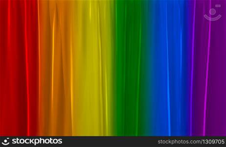 3d rendering. LGBT Rainbow color art curve curtian wall background.