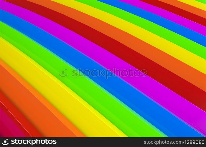 3d rendering. lgbt rainbow color curve panel background.