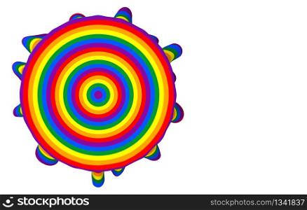 3d rendering. Lgbt rainbow color fabric cloth covered on circle table with clipping path isolated on white background.
