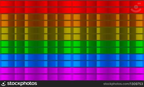 3d rendering. LGBT rainbow color flag grid art pattern wall background.