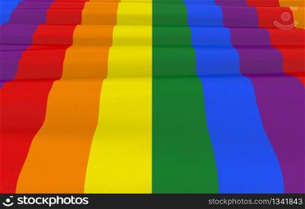 3d rendering. Lgbt Rainbow color flag in wave curve design style background.