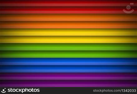 3d rendering. LGBT Rainbow color panel shutter door wall background.