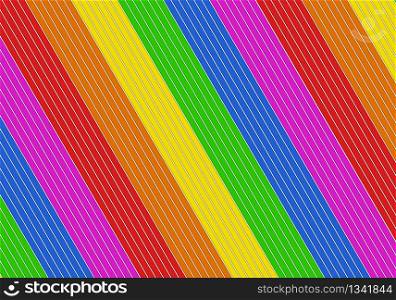 3d rendering. Lgbt rainbow parallel line pattern wall and floor design background.
